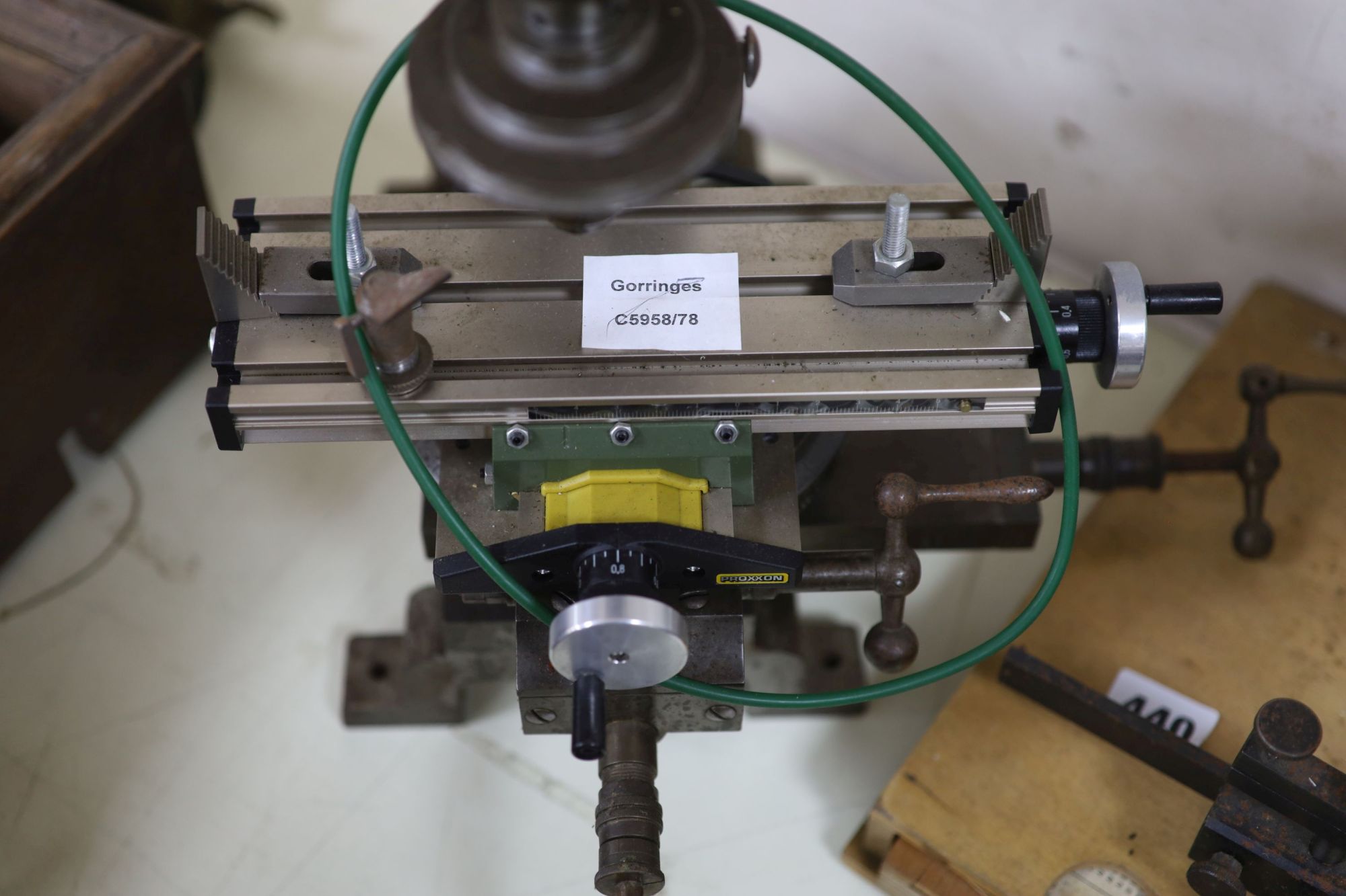 Watch & Clockmakers tools - A steel milling machine, with proxxon twin axis table, 41cm high